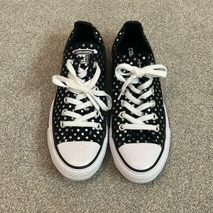 Converse Black & Silver Polka Dot All-Star Sneakers - Size 8